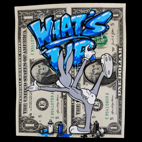 What’s Up — œuvre peinte sur billets par TOONS RENAISSANCE