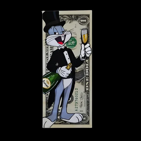 CHAMPAGNE LIFE — œuvre peinte sur billets par TOONS RENAISSANCE