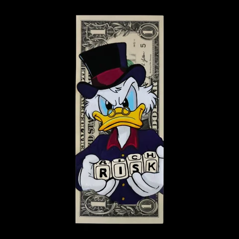 RISK = RICH — œuvre peinte sur billets par TOONS RENAISSANCE