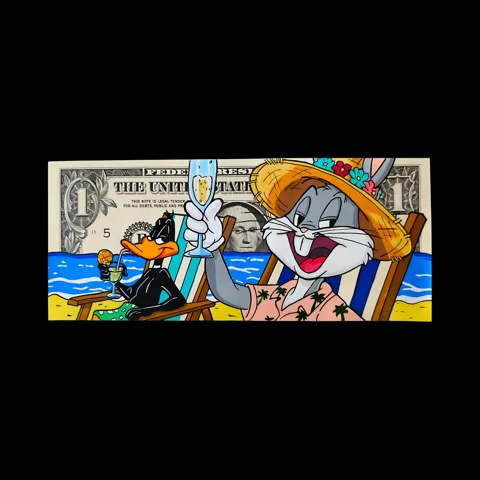CHILL ENTRE AMIS — œuvre peinte sur billets par TOONS RENAISSANCE